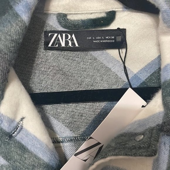 Nwot - Zara Wool Blend Plaid Shacket Size Large - Picture 3 of 5